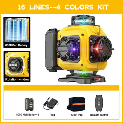 Niveau laser noir jaune seize lignes quatre  couleurs sacoche noire accessoires