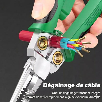 PINCE A DENUDER multifonction poignee verte degainage cable rouge