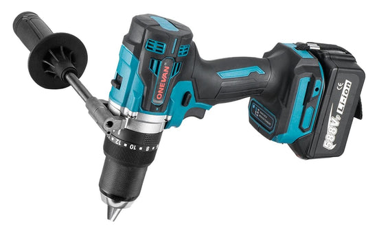 Perceuse électrique Brushless noire-bleue, poignée antidérapante