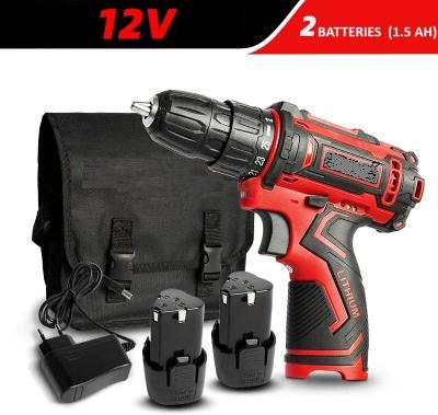 Perceuse visseuse sans fil sacoche noire deux batteries chargeur noir
