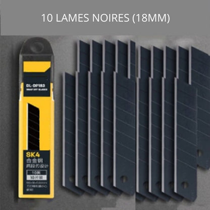 Cutter-polyvalence-10-lames-noires-argentées-18mm