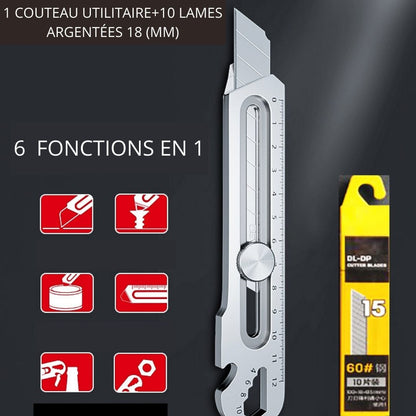 Cutter-polyvalence-10-lames-argentées -18mm