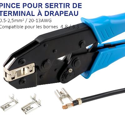 Pince a sertir terminal  drapeau  Bornes Plates