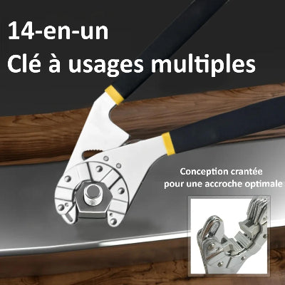 Pince multiprise, poignee noire et jaune antiderapante, conception crantee