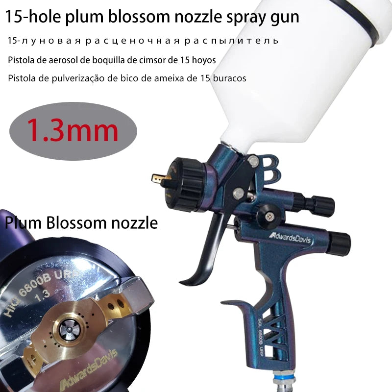 Pistolet peinture bleu, goblet blanc , poignee noire , buse noire