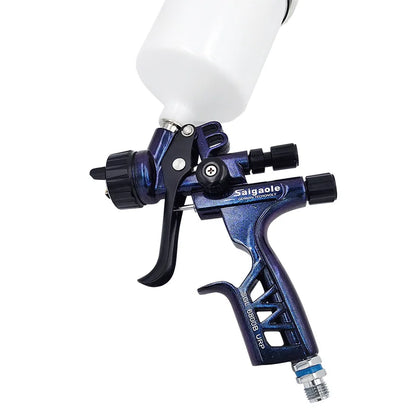 Pistolet peinture bleu, goblet blanc , poignee noire 