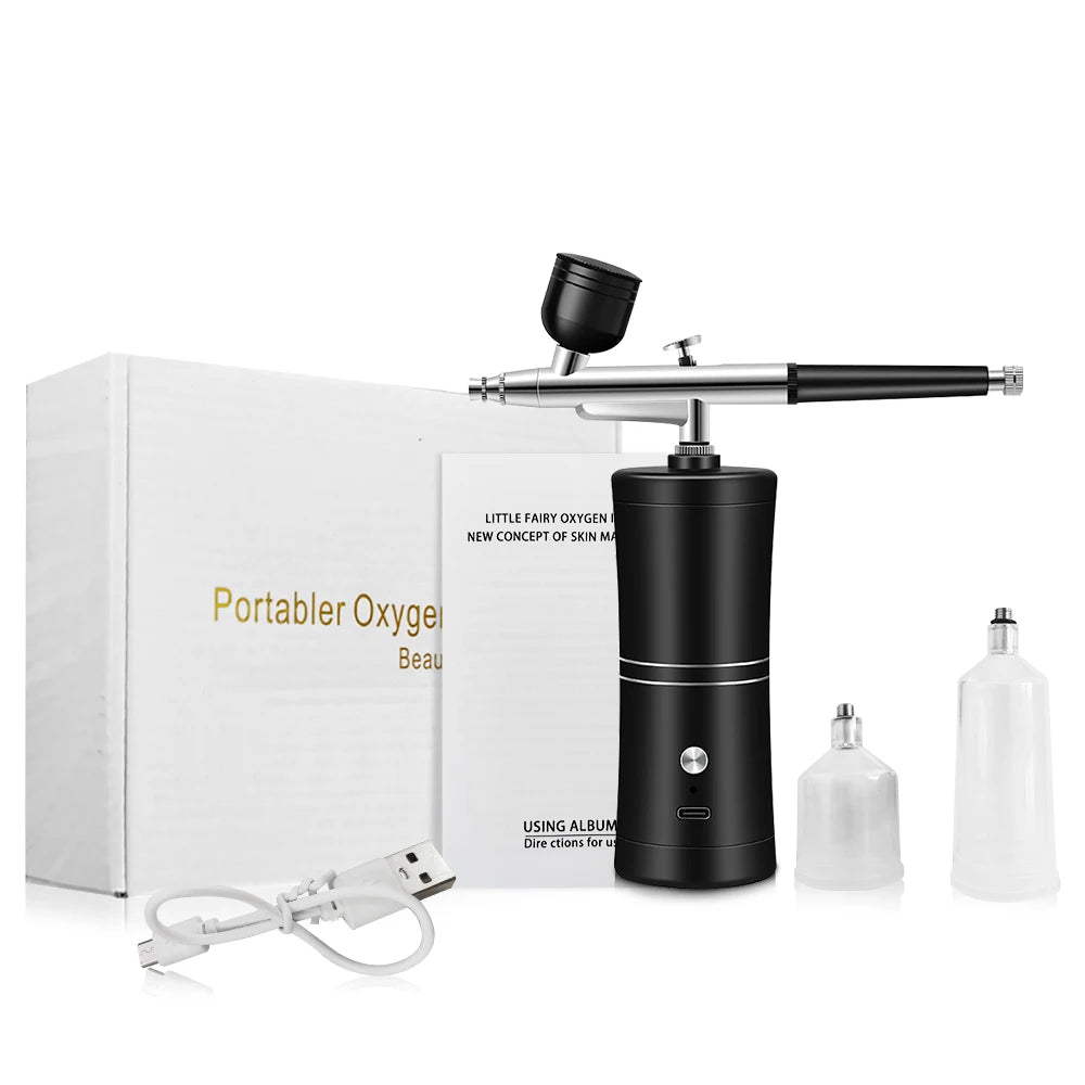 Pistolet peinture noir , boite portabler oxyge, cable USBC