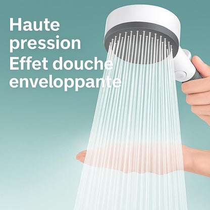 Pommeau de douche anti calcaire blanc  haute pression