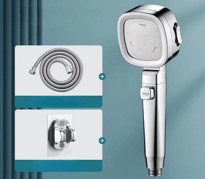  Pommeau de douche argente avec flexible et support argentes