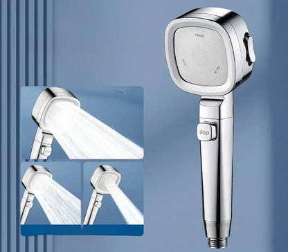  Pommeau de douche argente flexible trois modes pluie jet mixte  mode pulse