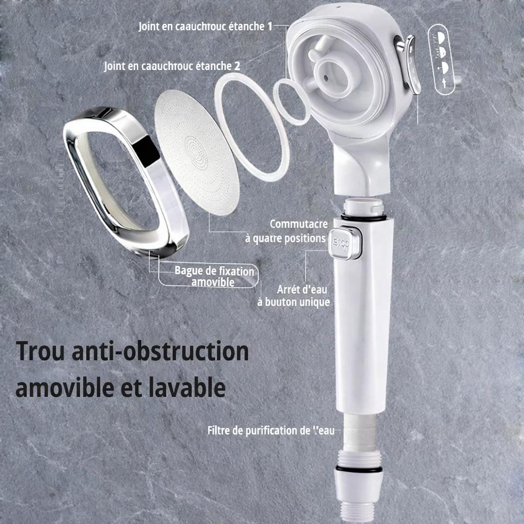 Pommeau de douche blancs  amovible lavable