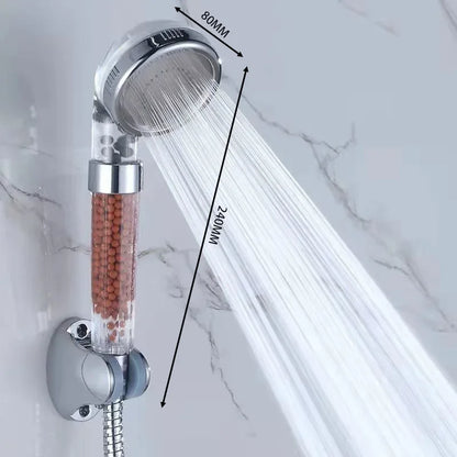 Pommeau de douche filtrant avec boules minerales marrons vingt quatre cm