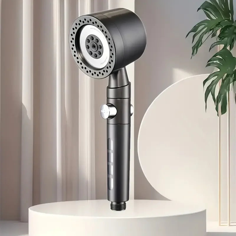 Pommeau de douche filtrant gris  feuilles vertes