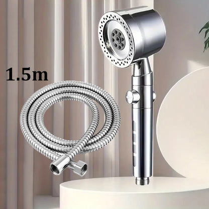 Pommeau de douche filtrant gris  surpport gris  avec flexible 