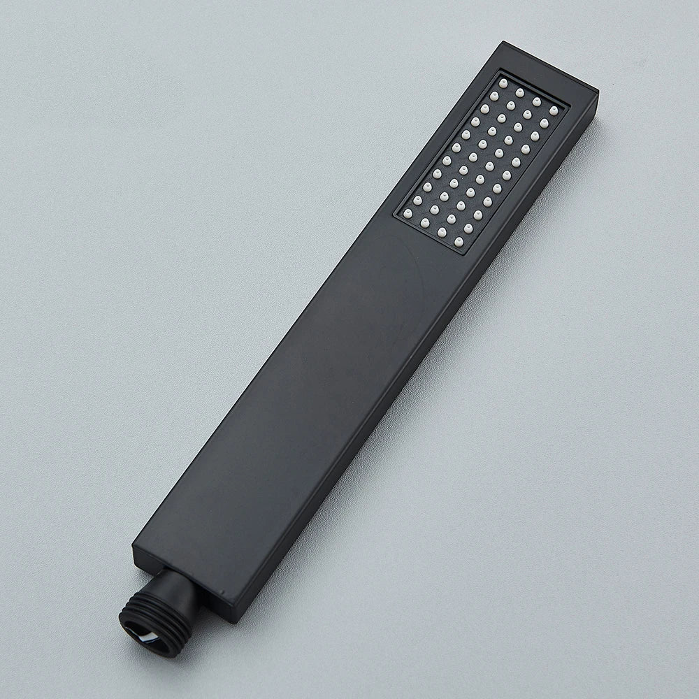 Pommeau de douche noir brosse, colonne de douche