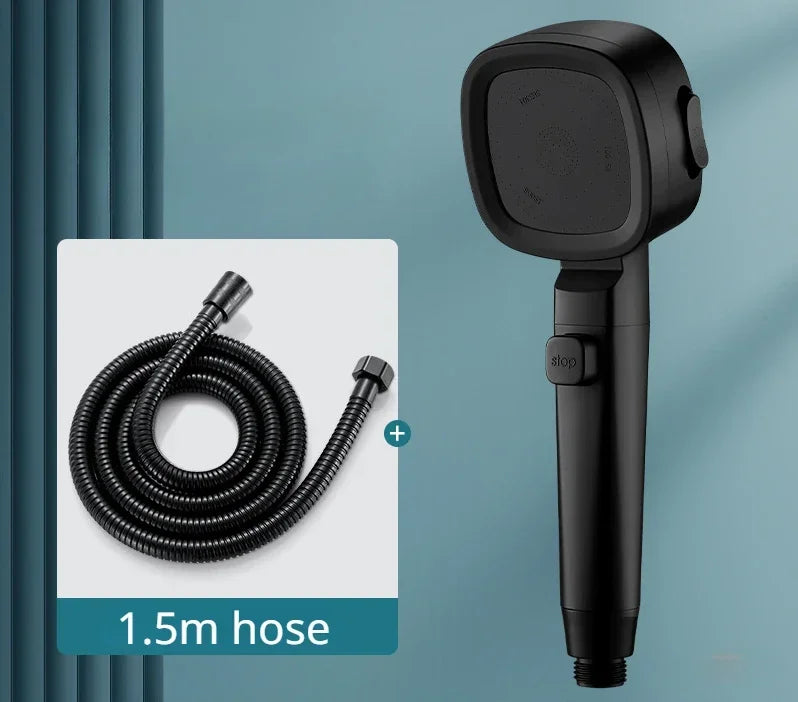  Pommeau de douche noir avec flexible noir