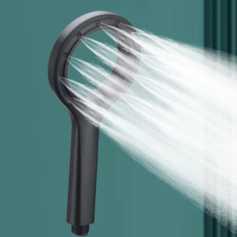 Pommeau de douche noir forme anneau , jet eau