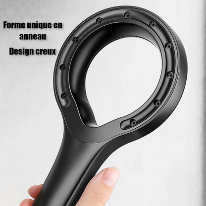 Pommeau de douche noir forme anneau 