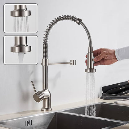 Robinet cuisine argenté à deux modes
