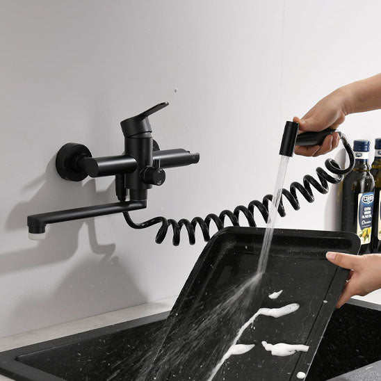Douchette du Robinet de cuisine noir lave plateau noir, mode jet eau