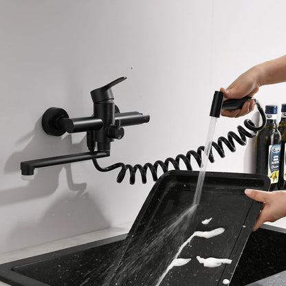Douchette du Robinet de cuisine noir lave plateau noir, mode jet eau