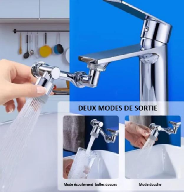 Robinet salle de bain Robinet 1080° pratique en cuisine deux modes , ecoulement bulles douces et mode douche