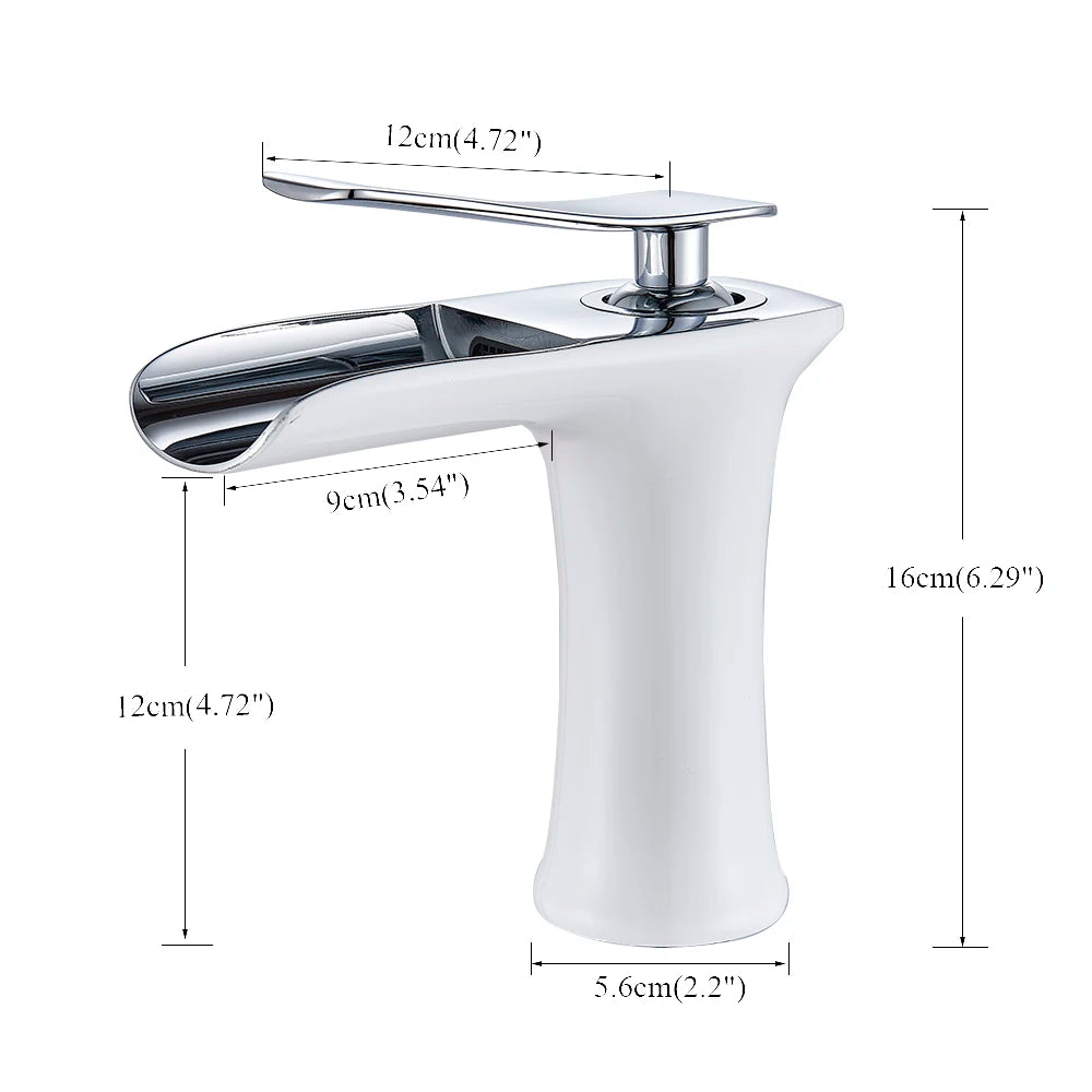 Robinet salle de bain cascade blanc avec dimensions