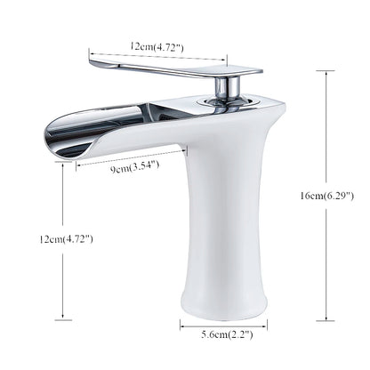 Robinet salle de bain cascade blanc avec dimensions