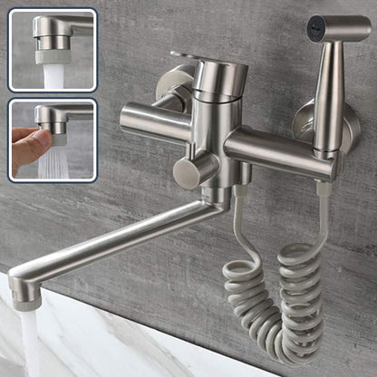 Robinet de cuisine |Mitigeur mural avec douchette en acier inoxydable