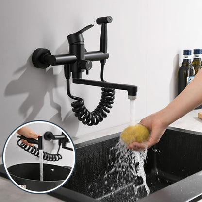 Robinet de cuisine |Mitigeur mural avec douchette en acier inoxydable