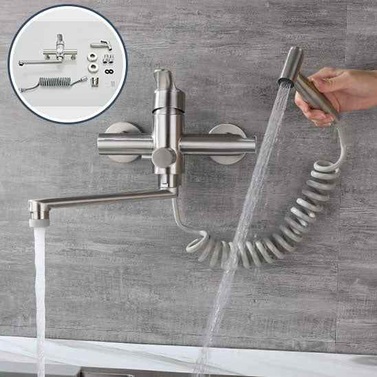 Robinet de cuisine |Mitigeur mural avec douchette en acier inoxydable