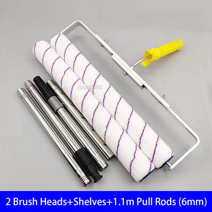 Rouleau peinture à poils courts , manchon+ monture métallique + perche télescopique  +brosse