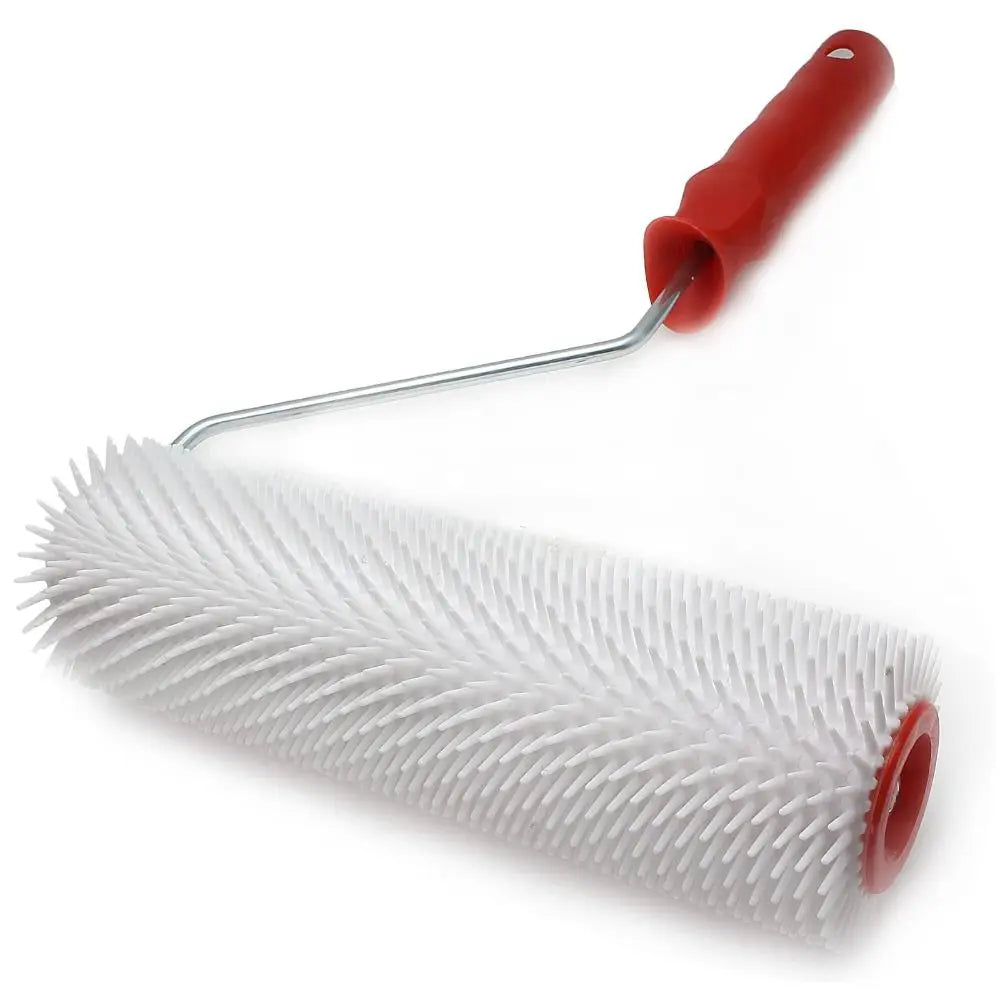 Rouleau peinture debulleur blanc à poignée  rouge