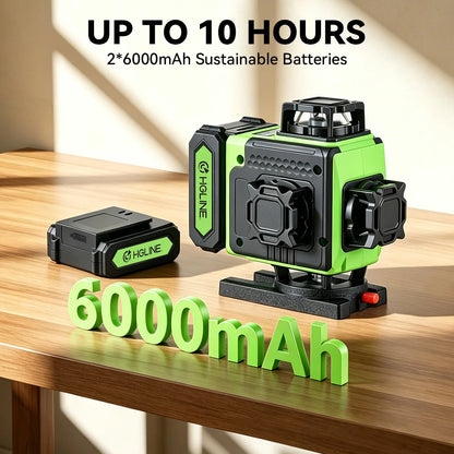 Niveau Laser 4D 16 Lignes Vert | Télécommande APP | Batterie Li-ion 6000 mAh | Auto-Nivelant 360°