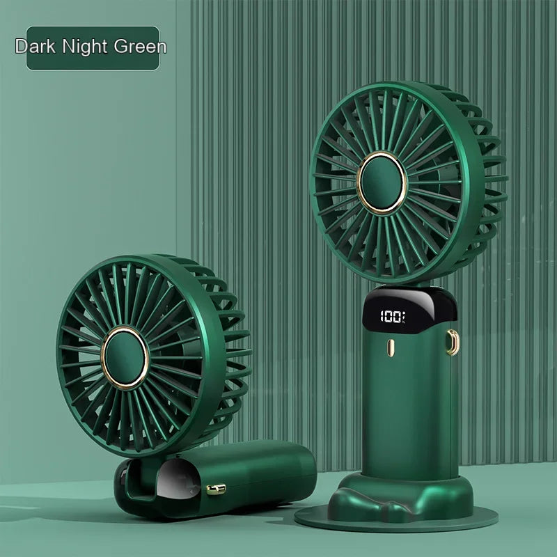 Mini ventilateur portable  | Ventilateur USB portable à main –Pliable , à suspendre autour du cou- Affichage numérique LED,