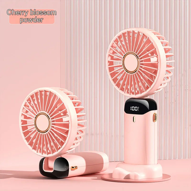 Mini ventilateur portable  | Ventilateur USB portable à main –Pliable , à suspendre autour du cou- Affichage numérique LED,