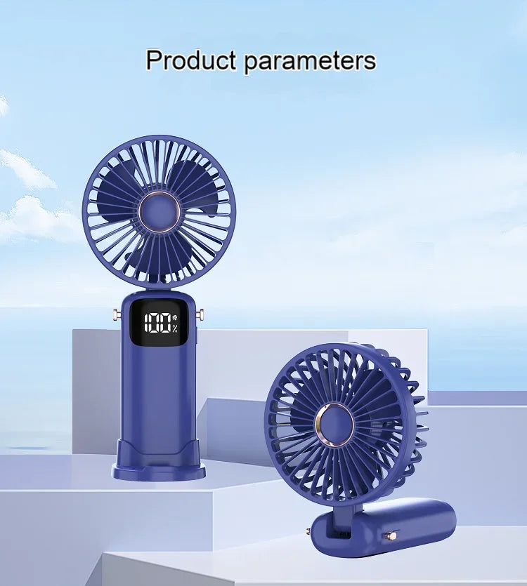 Mini ventilateur portable  | Ventilateur USB portable à main –Pliable , à suspendre autour du cou- Affichage numérique LED,