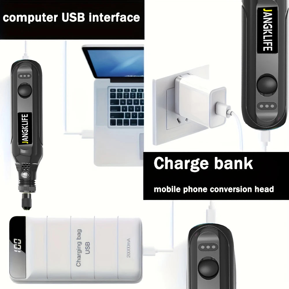 Mini perceuse |Kit d’Outil Rotatif Sans Fil USB – Mini Perceuse Gravure pour Bricolage