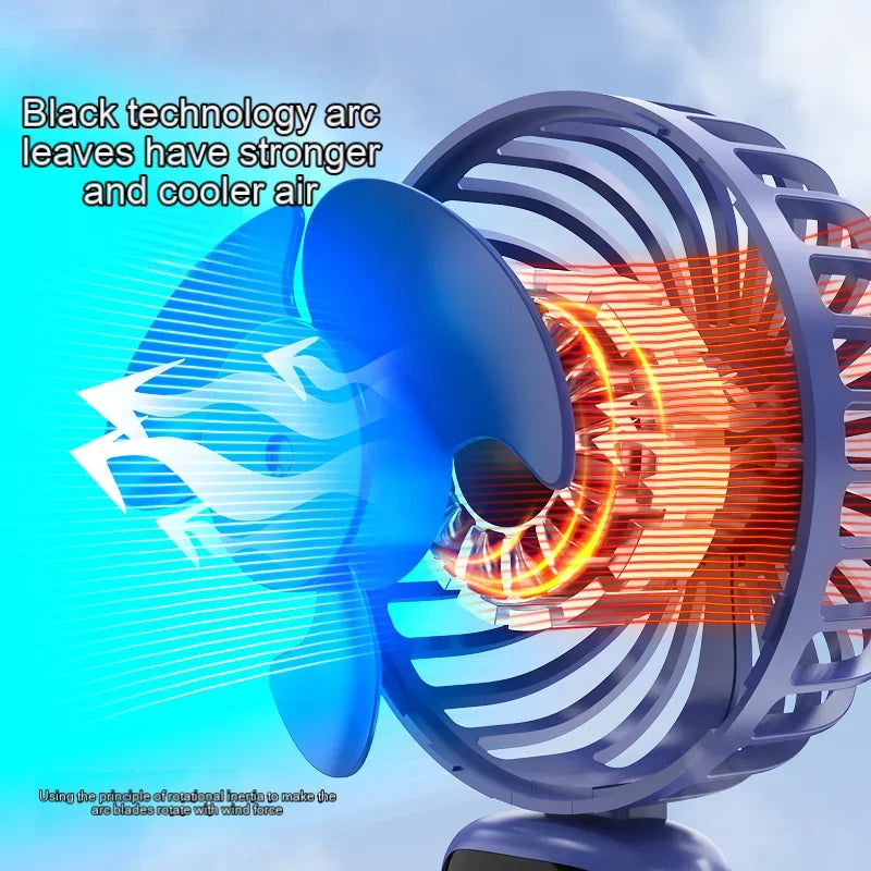 Mini ventilateur portable  | Ventilateur USB portable à main –Pliable , à suspendre autour du cou- Affichage numérique LED,