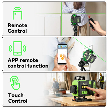 Niveau Laser 4D 16 Lignes Vert | Télécommande APP | Batterie Li-ion 6000 mAh | Auto-Nivelant 360°