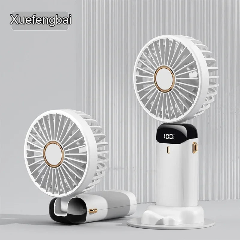 Mini ventilateur portable  | Ventilateur USB portable à main –Pliable , à suspendre autour du cou- Affichage numérique LED,