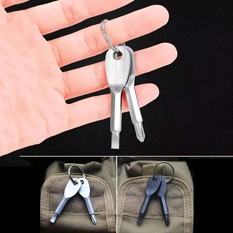 Mini Tournevis Porte-clés EDC (2 Pcs) | Outil de Poche Portable