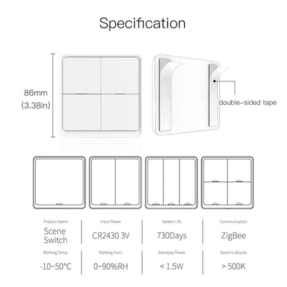 Interrupteur |Domotia-Interrupteur d'automatisation intelligent 12 scènes Tuya sans fil