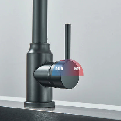 Robinet cuisine  | Mitigeurs cuisine-Robinet cuisine à ressort chromé avec douchette extractible — Jet aéré — Acier inoxydable – Bec rotatif