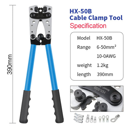 Pince a sertir | HexaForce™-Pince à Sertir Manuelle Portable 6-50 mm² -HX-50B –Puissance & Précision Professionnelle
