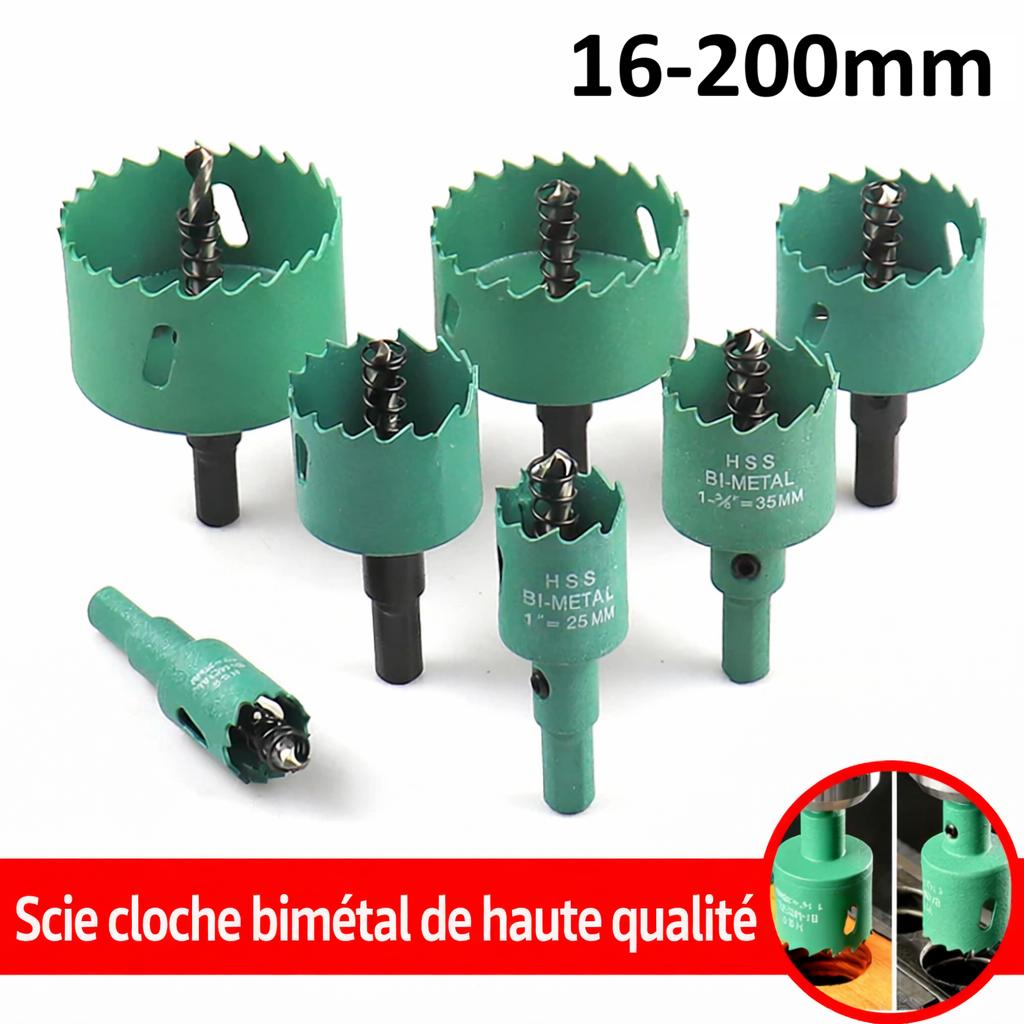 Scie cloche vertes 16mm 200mm bimetals haute qualite bois tuyau pvc
