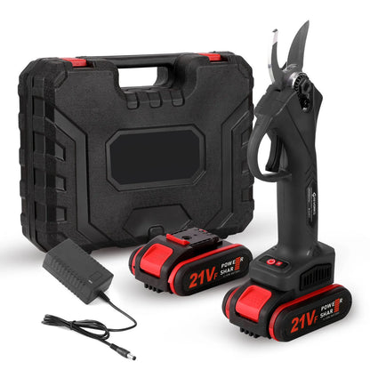 Secateur electrique noir valise noire batteries chargeur batterie noir