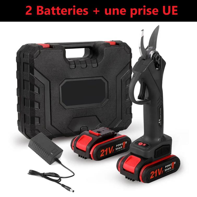 Secateur electrique  valise noire deux batteries chargeur batterie noir