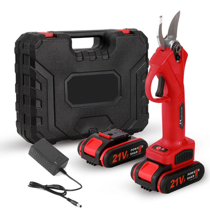 Secateur electrique rouge valise noire batteries chargeur batterie noir