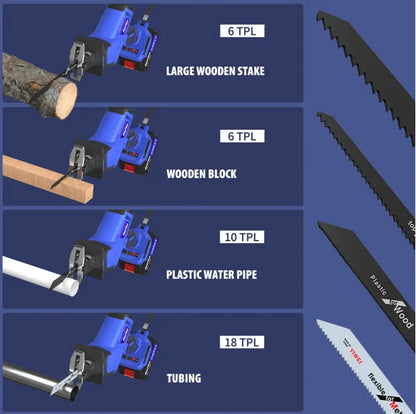 Scie Sabre Sans Fil Brushless 21V | Kit Complet 2 Batteries et 4 Lames
